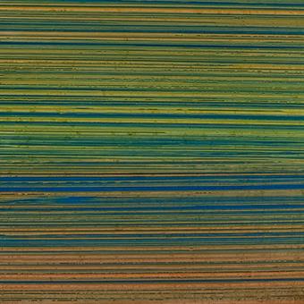 decorative wax sheet, 
blue-orange-green striped 