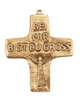 Bronzekreuz, "Bei mir bist du gross"ca. 8,5 x 7 cm, 