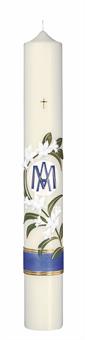 Marienkerze mit Lilien und MA Format 60/ 8 cm 