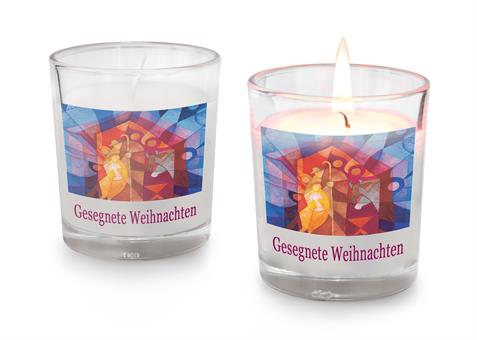 Glas-Windlicht "Gesegnete Weihnachten" 