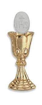 Wachskelch mit Hostie, Höhe ca. 5 cm, goldfarben 