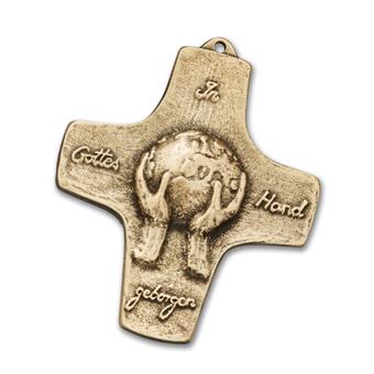 Bronzekreuz "In Gottes Hand geborgen" 